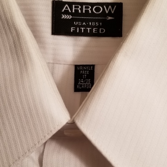 Arrow Men's Longsleeve White Dress Shirt Size 17 - Picture 3 of 3